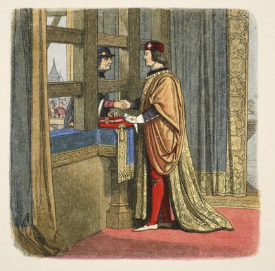 Meeting of Edward IV and Louis XI of France at Pecquigny, 29 August 1475, from A Chronicle of England BC 55 to AD 1485, pub. London, 1863 by James William Edmund Doyle